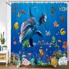 Cartoon Ocean Dolphin Shower Curtain,Waterproof Bathroom Screen Sea Animal Shower Curtain Polyester High Quality Home Curtain