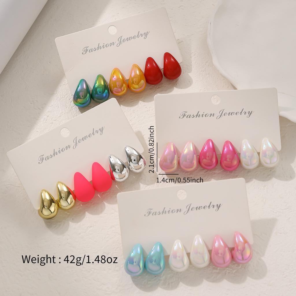 Explosive color water drop earrings niche simple fashion gradual change color earrings earrings
