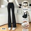 Women Waterproof Stain Resistant Flared Yoga Pants High Elastic Double Pocket Sharkskin Leggings Regular & Long Version Plus Size
