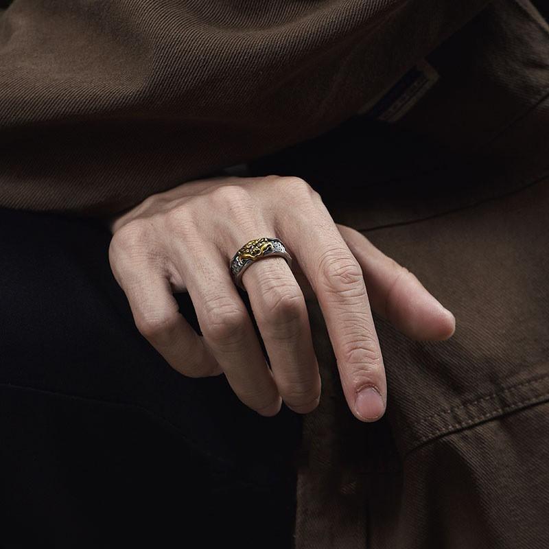 Adjustable Open Ring Men Women Vintage Geometric Totem Minimalist Statement