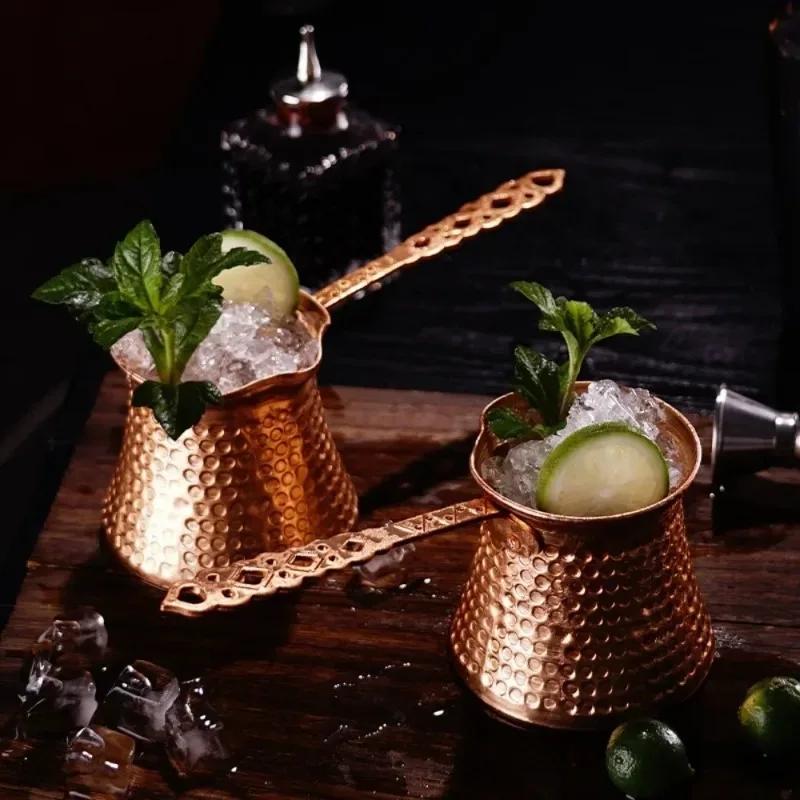 350ml Turkish Copper Coffee Pots Heat Resistance Brewing Chocolate Milk Moka Pot for Home Kitchen Espresso Coffeeware Teaware