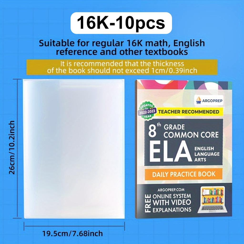 10pcs A4/16k/a5 Transparent Plastic Book Cover Self-adhesive Closure Waterproof And Wear-resistant Books Pvc Protectivecover