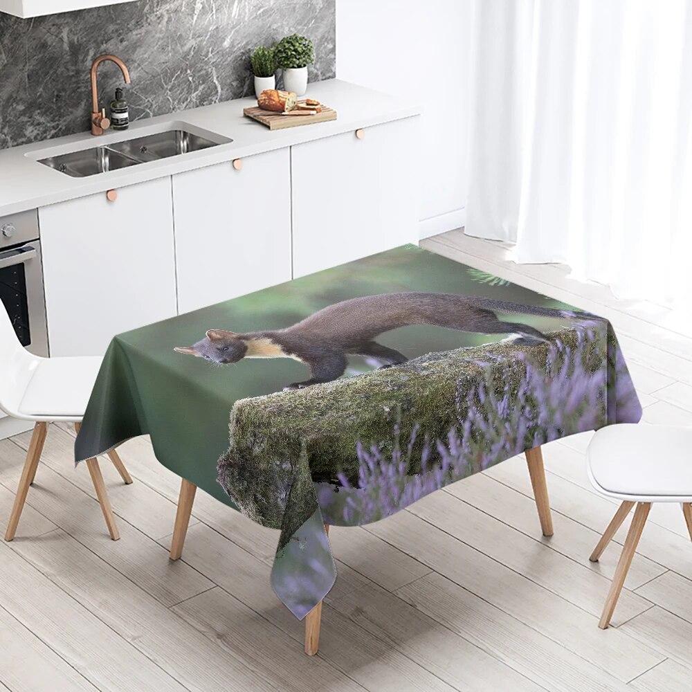 Cute Mink Animal Tablecloth Party Restaurant Table Decoration Waterproof Rectangular  Kitchen New Home