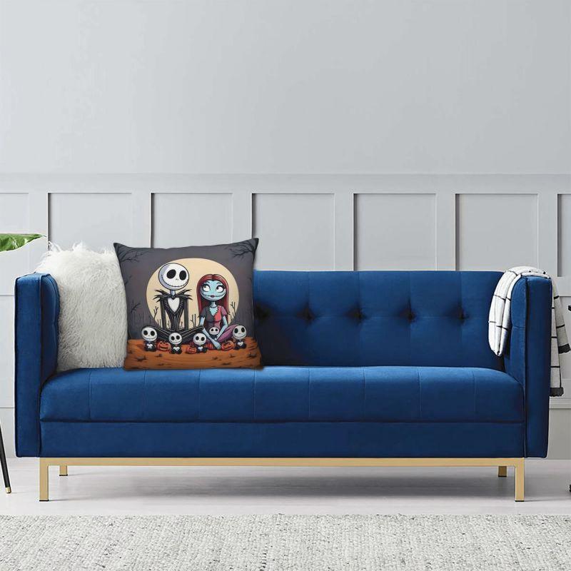 Custom Nightmare Before Christmas Pillow Case for Sofa Jack and Sally Luxury Cushion Cover Square Pillowcase