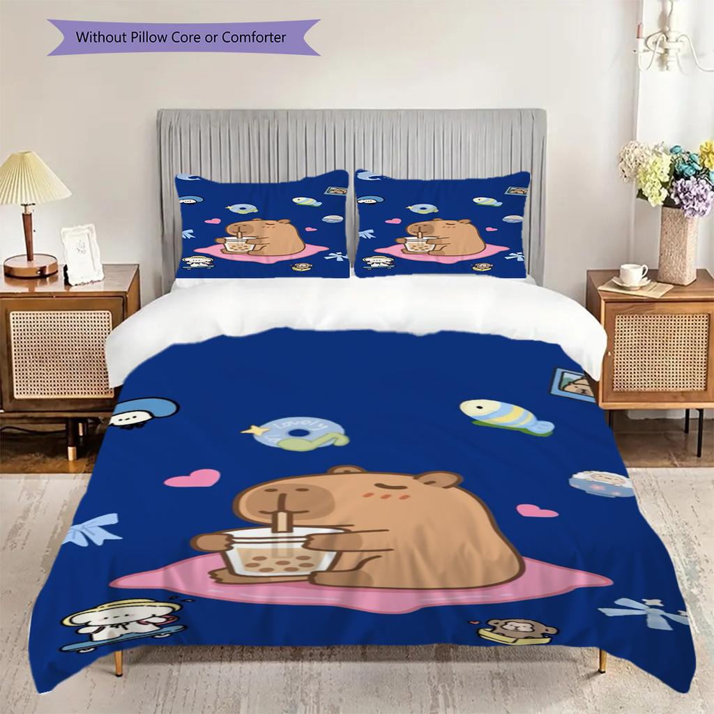 Sweet Sip Rainbow Bedding (1 * duvet cover + 2 * pillowcase, without core) 2D Flat Duvet cover and pillowcase Bedding set Soft and comfortable