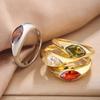 Glossy Inlaid Horse Eye Shape Colored Zircon Ladies Ring-Valentine's Day Gift-non-fading-not Sensitive