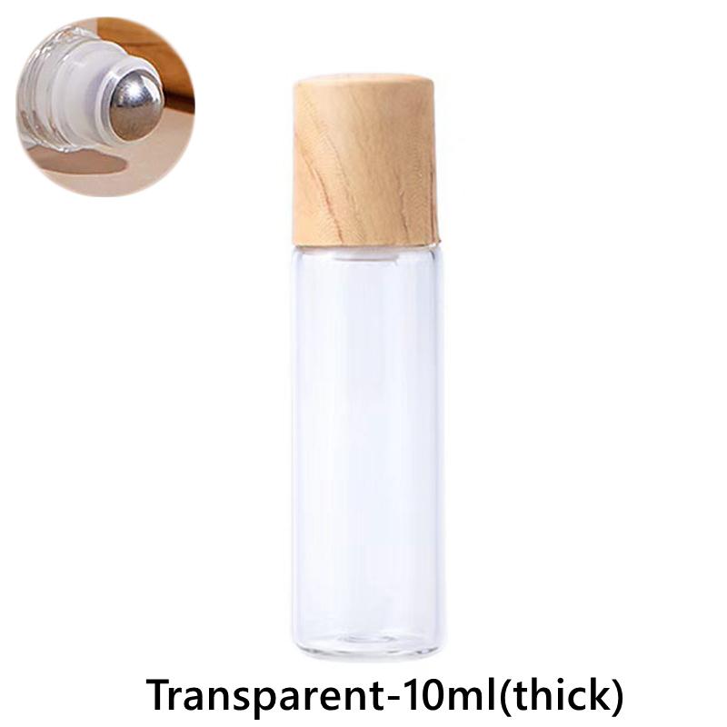 1/2/3/5/10Ml Cosmetic Container Roll On Glass Bottles For Essential Oil Empty Perfume Bottle Refillable Container With Wood Lid