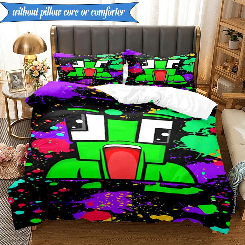 Colorful game Friends 3pcs K-pop music group Bedding set,Ideal for Bedroom, Dormitory,Including Duvet Cover And 2pcs Pillowcases,Fan gifts