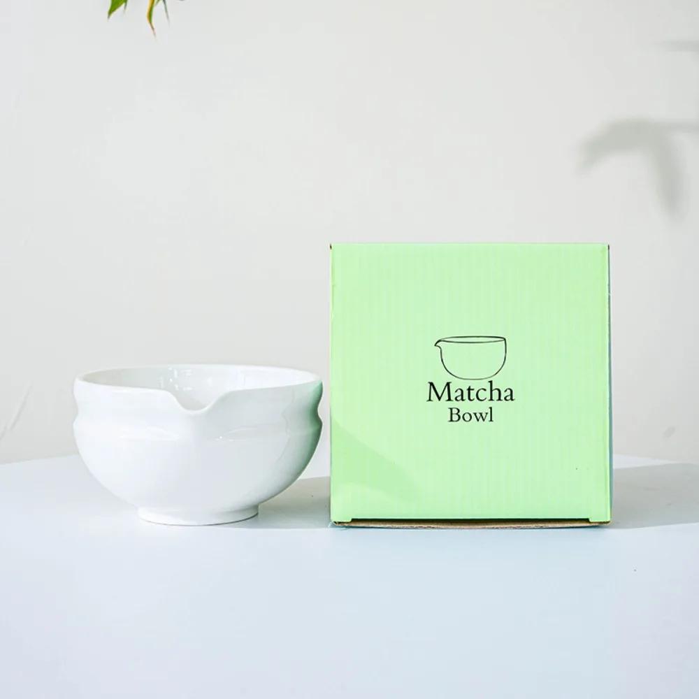 New Ceramic Matcha Bowl with Pouring Spout Reusable Matcha Making Kit Gradient Color Matcha Whisk Holder Tea Lovers