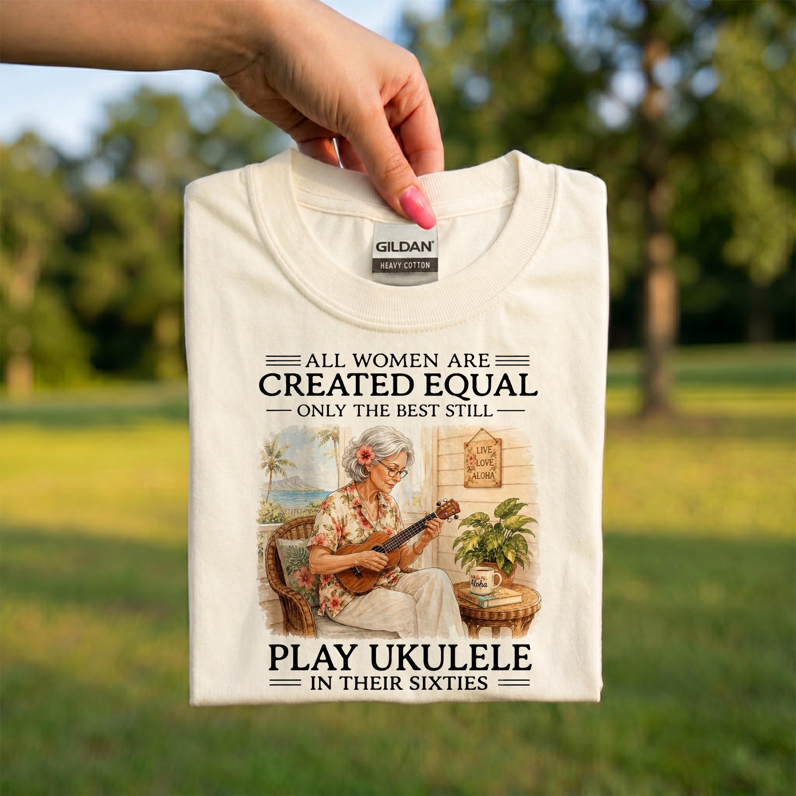 Ukulele Player Shirt, All Women Are Created Equal Only The Best Play Ukulele In Their Sixties, Funny Ukulele Gift, Women Ukulele Lover Tee 2XL