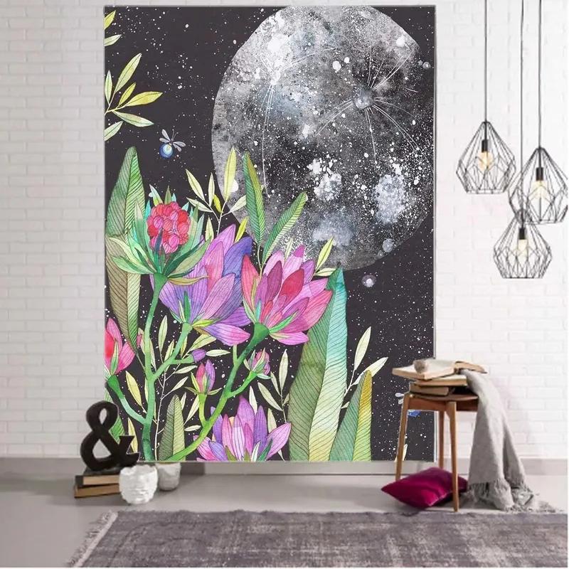 Home Wall Decoration Tapestry Flower Moon Background Hanging Cloth Office Living Room Tapestry