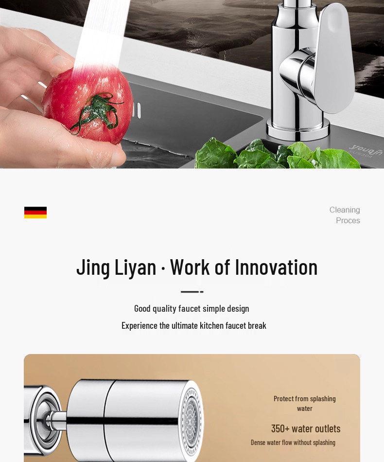 Universal Anti-Splash Kitchen Faucet Extender with Rotating Shower Head