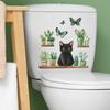 Grünpflanzen im Topf Schwarze Katze Toilette Badezimmer Toilette Heimverschönerung Dekoration Aufkleber