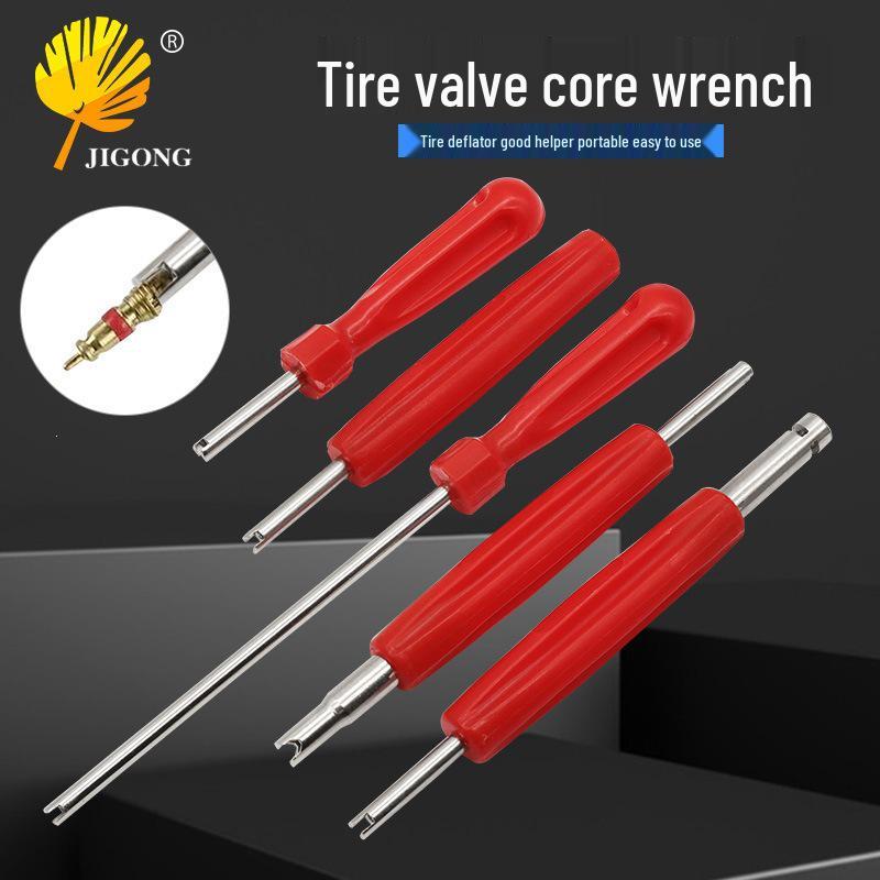 Dual-Use Portable Tire and AC Valve Core Wrench for Disassembly and Assembly