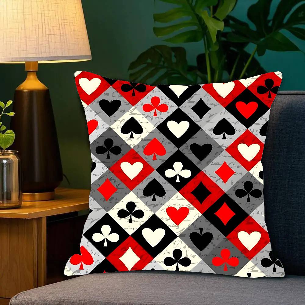 Federa Cuscino Carte da Gioco Federa Quadrata alla Moda Camera da Letto Divano Soggiorno Decorazione Ins Tempo Libero