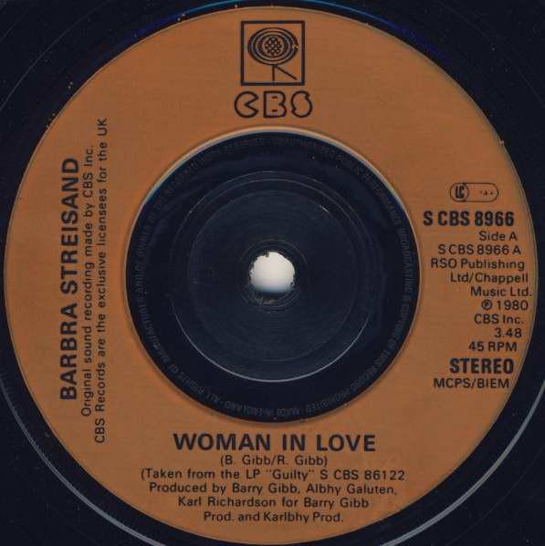 

7inch Record BARBRA STREISAND - Woman In Love SCBS8966 CBS 1980 UK Pop Used