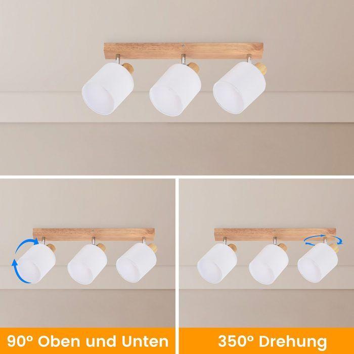 Plafonnier - NETTLIFE - Plafonnier 3 ampoules - E14 - Têtes orientables 350° - Métal brun