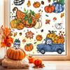 DIYDEC 6 Sheets Fall Window Clings Double-Sided Window Stickers with Orange Maple Leaves Pumpk Blue Truck Thanksgiving Window Decals for Autumn Home