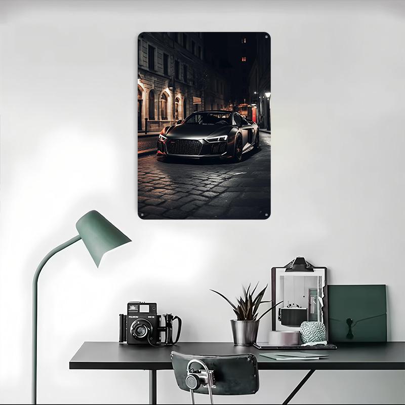 Black Matt Car On Street Poster Customized Wall Art Vintage Metal Signs Retro Tin Plaque for Man Cave Home Decor Living Room