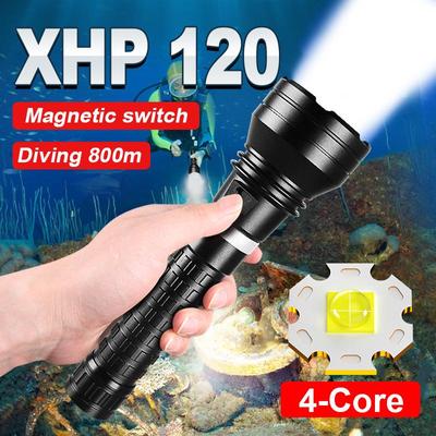 800M Powerful LED Underwater Diving Flashlight Super Bright XHP120 Professional Torch IPX8 Waterproof Lamp Use 26650 Battery