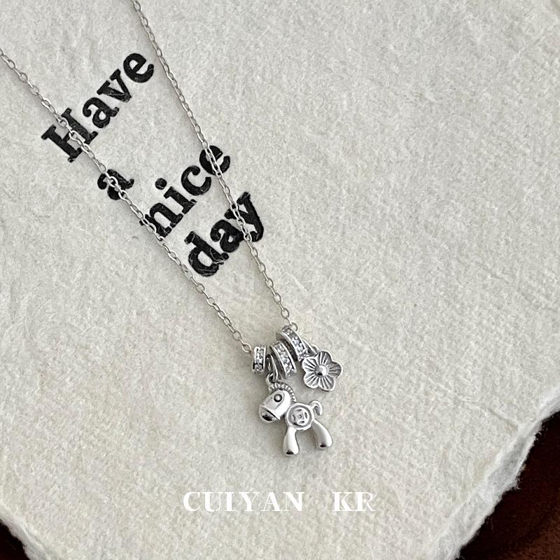 

Ожерелье Cuiyan S925 Серебро Денежный Цветок - 2025 Корейский Стиль Цепочка для Ключиц для Женщин S925 Silver платиновый