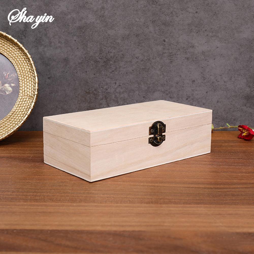 1PC Wooden Gift Box - Rectangular Wooden Box - Colored Storage Box - Wooden Gift Packaging Box