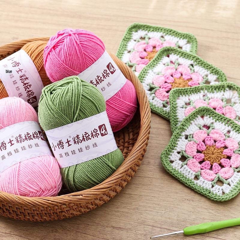 40g 4-Ply Combed Milk Cotton Yarn - Little Doctor, Medium-Thick for DIY Knitting Projects: Dolls, Cushions, Blankets