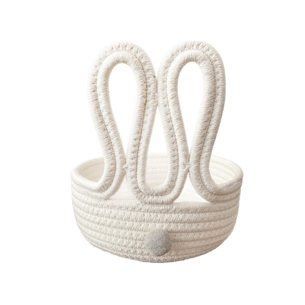 Cartoon Design Bunny Storage Basket Cotton Rope Organizer Basket Desktop Organizer