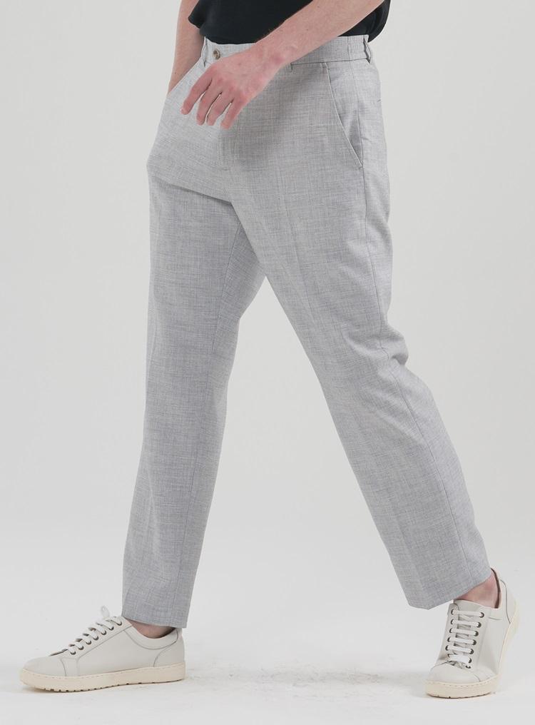 COMSPACE1980 [M~5Xl] Comfort Tapered Half-Banding Slacks_Light Gray