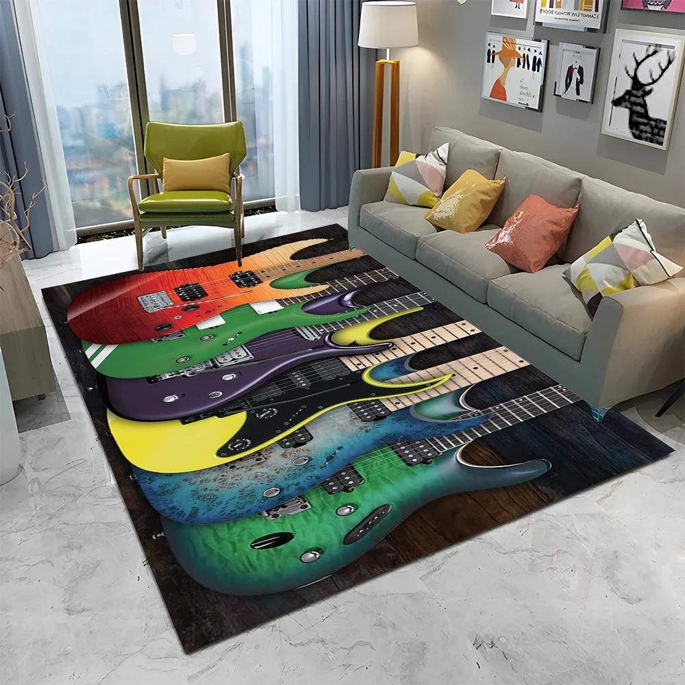 Electric Guitar 3D Classical Guitar Carpet Rug for Home Living Room Bedroom Sofa Doormat Decor,kids Area Rug Non-slip Floor Mat