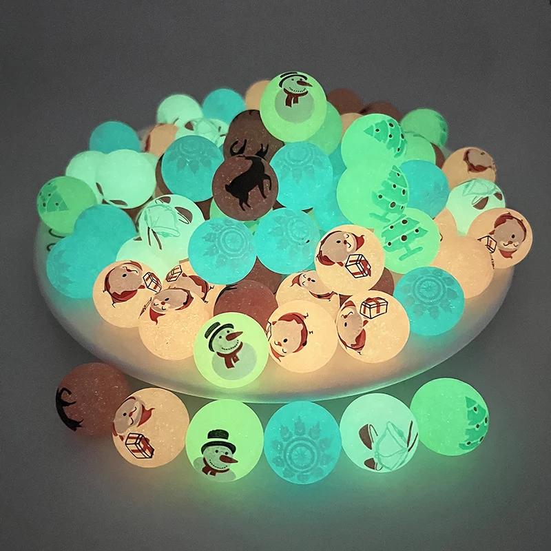 10pcs Luminous Bouncy Ball Glow In The Dark Elastic Ball Toys Rubber Solid Jumping Ball Kids Toys Christmas Party Birthday Gifts