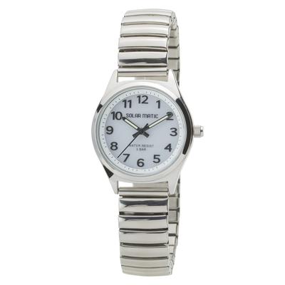 Klefer Women's Analog Solar Rechargeable Watch with Metal Band, Silver, SM-AL169-WTS