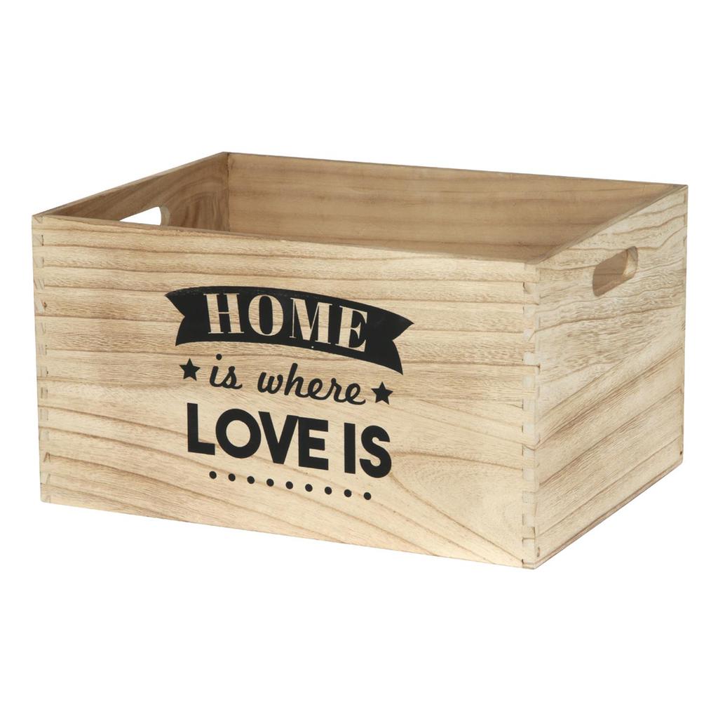 Les Trésors De Lily [Q3285] - Set de 3 cagettes gigognes bois 'Messages' beige noir (Home) - 40x31x22 cm