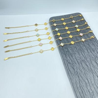 9MM Τιτάνιο Ατσάλι Τριφύλλι Μεταξύ Παρτίδων Λουλούδι 5 Λουλούδι Βραχιόλι Μοτίβο Αστέρι Τυχερό Τριφύλλι Βραχιόλι