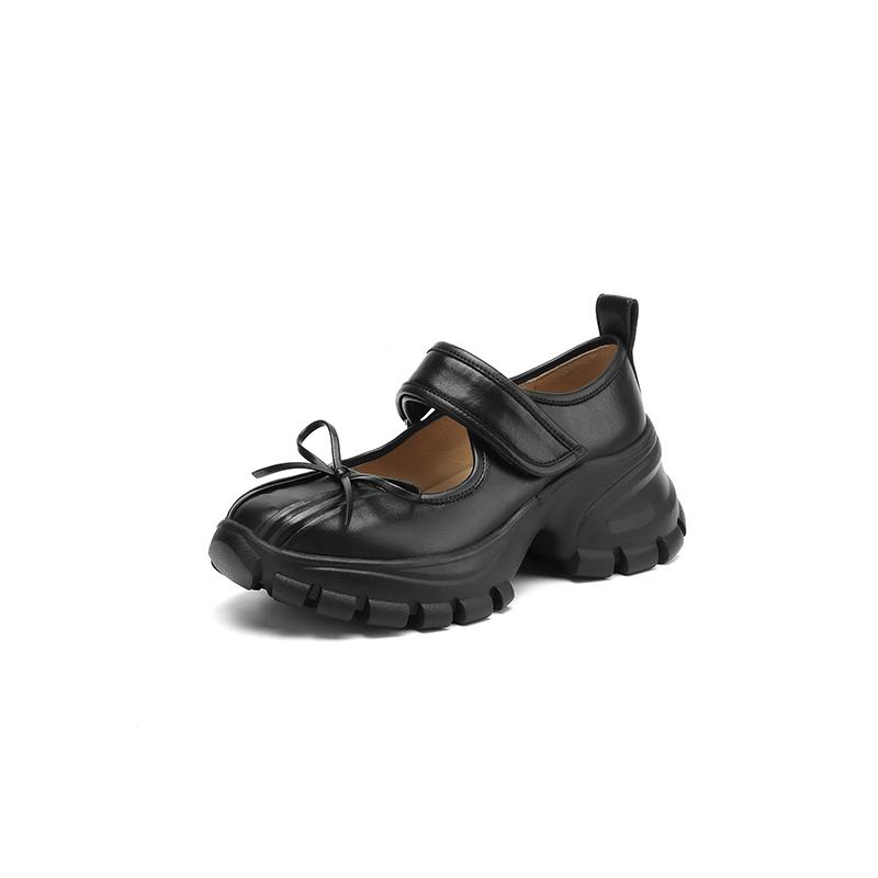 Krazing Pot Sheepskin Spring Autumn Summer Sneakers Platform Lace Up Silver Color Butterfly-knot Thick Bottom Women Fashion Shoes