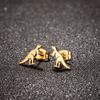 Korean-Style Cute Dinosaur Stud Earrings for Women - Adorable Mini Animal Cartoon Designs In Stainless Steel.