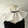 Ribbon Tie Faux Ruffled Shawl Ruff Lace Up Pleated Retro Fake Stand Collar  Girls Clothes