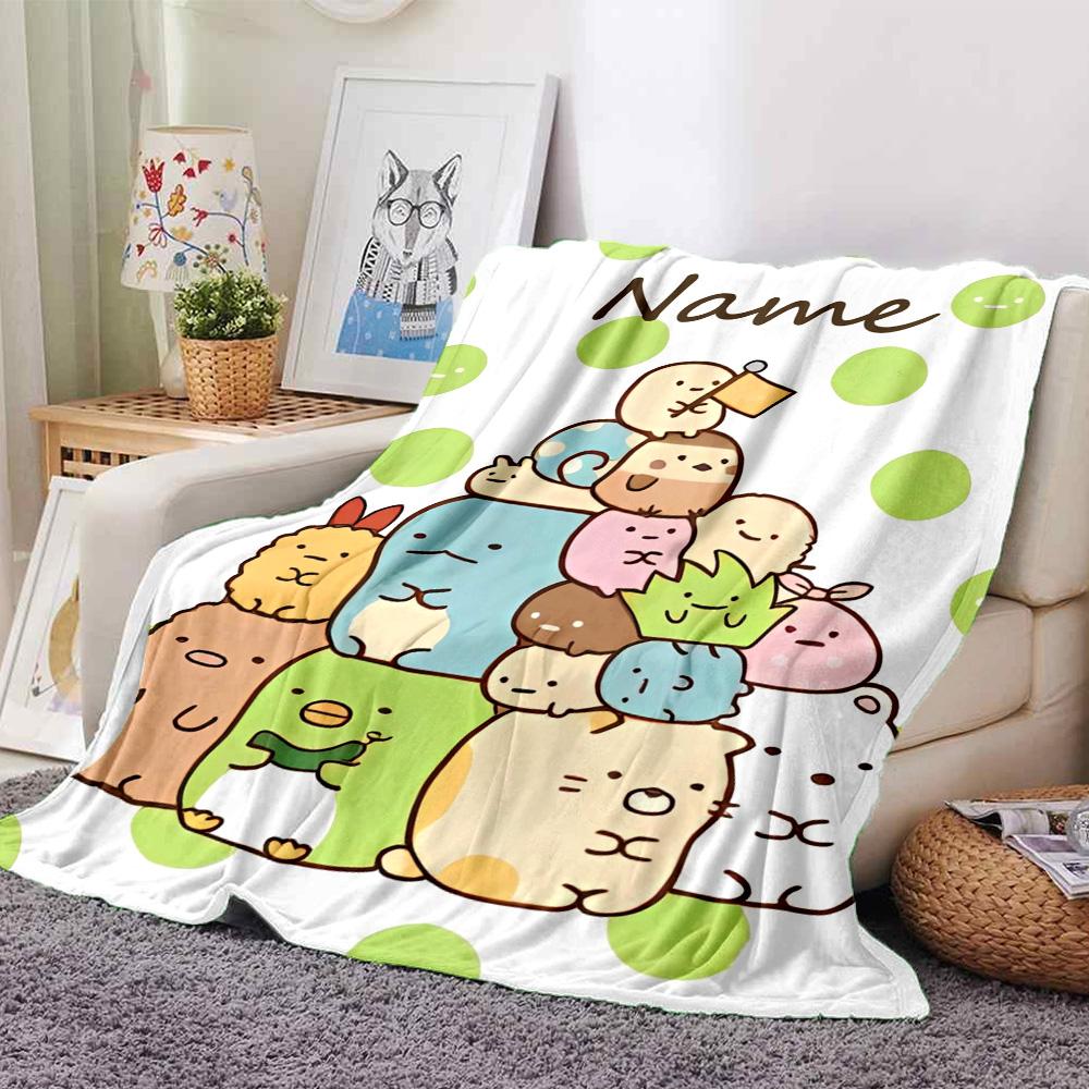Customiz Name Personality Sumikko Gurashi Blanket Soft &Warm Sofa Office Bed Travel Lunch Break Blanket, Gift Suitable All Seasons