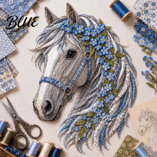 Creative Needlework Supplies Art Sewing Fabric DIY Patchwork Kit Floral Horse Flower Theme Kit