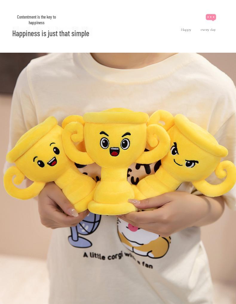 Cartoon Plush Trophy Cushion - Cute Football Sports Gift for Students
