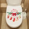 Yousheng  Merry Christmas Toilet Sticker Waterproof Self-adhesive PVC Living Room Bathroom Wall Santa Car Reindeer Stocking Toilet Seat Lid Decoration