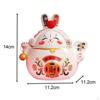 Year Wealth Lucky Figurine Ceramic Piggy Bank Decoration Home Office Decor for Good Luck Collectible