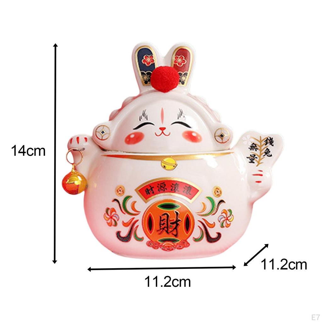 Year Wealth Lucky Figurine Ceramic Piggy Bank Decoration Home Office Decor for Good Luck Collectible