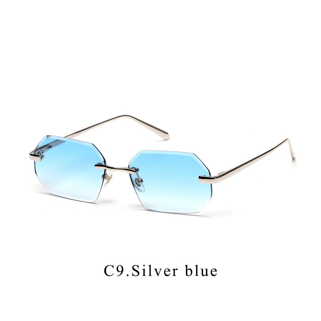 Ruiao Sonnenbrille Herren Marke Designer Mode Randlos Sonnenbrille Shades Diamantschliff Linse Damen Randlose Metallbrille