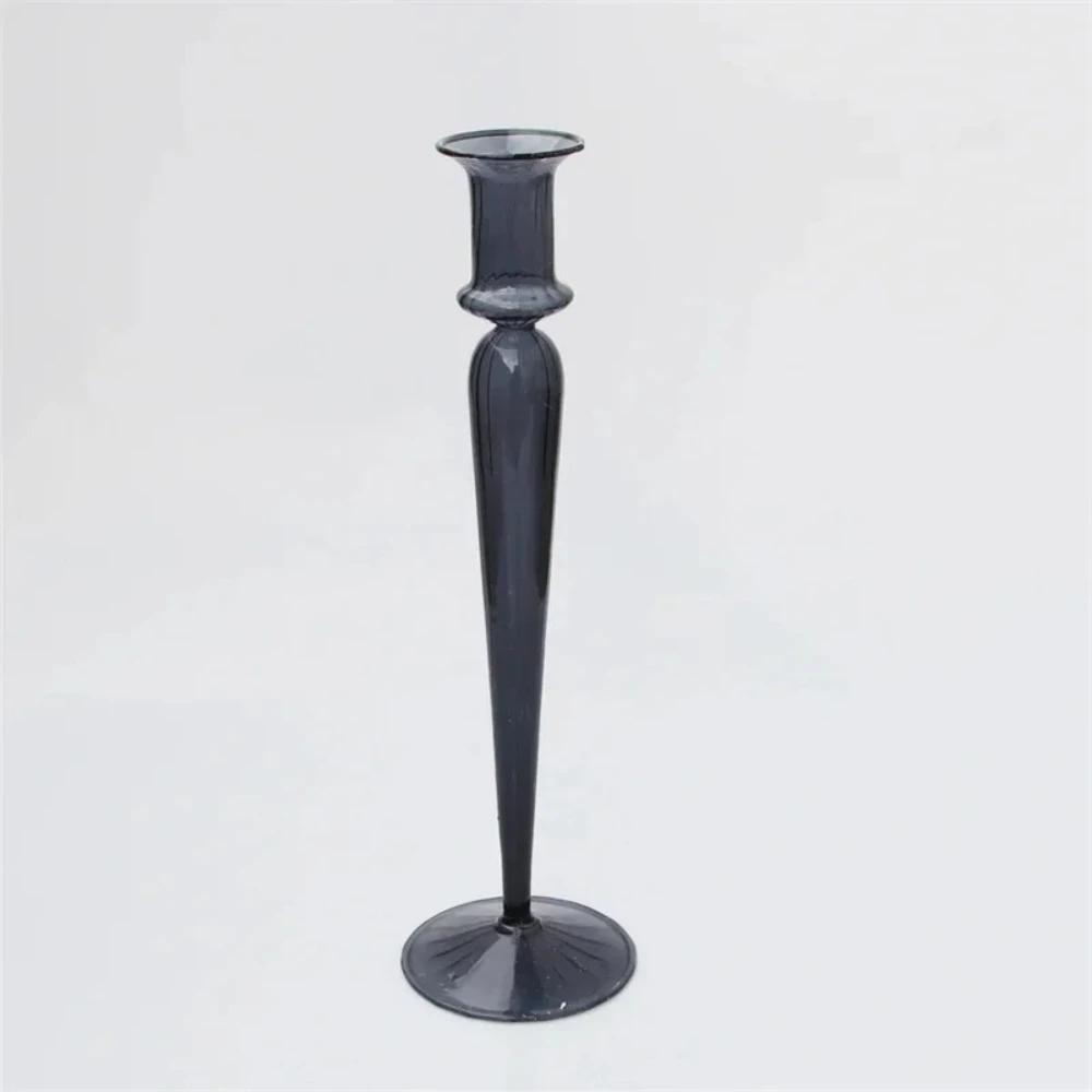 

Modern Creative Glass Candle Holder Home Wedding Room Decoration Colorful Candlestick for Home Decor Wedding Table Centerpieces чёрный
