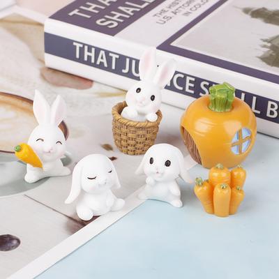 7Pcs Diy Mini Miniatur Fee Garten Kaninchen Decor Handwerk Ornament Zubehör