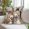 Laughing Donkeys Throw Pillow Cute Donkey Square Cushion with Removable Cover Farmhouse Decorative Cushion for Home Couch Sofa Bed Patio Car Decor