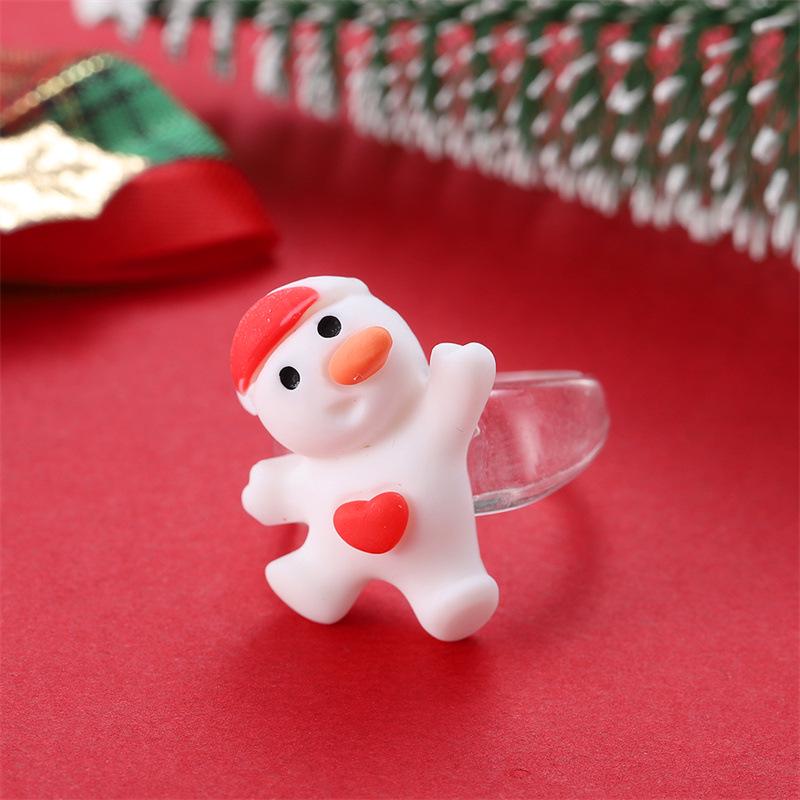 Vánoční kreslený prsten s medvědem, zvonkem a sobem - Slavnostní a módní