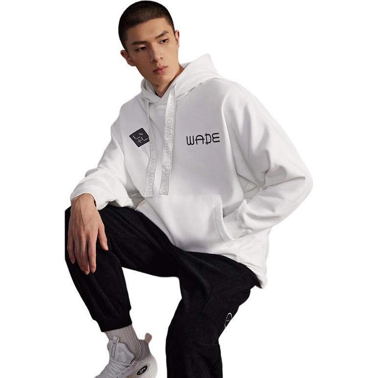 Li-Ning Printed Letter Fleece Hoodie Unisex Tops Off-White AWDTB77-2