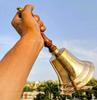 Large Brass & Wood School Hand Bell – 11" Vintage Teacher Bell – Antique Collectible Décor